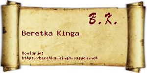 Beretka Kinga névjegykártya